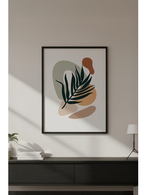 Huhuli Ahşap Siyah Çerçeveli Soyut Çiçek Desenli Tablo HUHU635