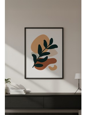 Huhuli Ahşap Siyah Çerçeveli Soyut Çiçek Desenli Tablo HUHU637