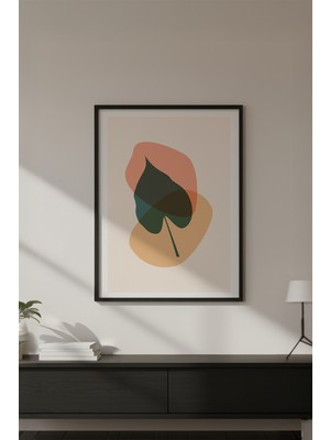 Huhuli Ahşap Siyah Çerçeveli Soyut Çiçek Desenli Tablo HUHU643