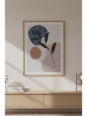 Huhuli Ahşap Çerçeveli Soyut Çiçek Desenli Tablo HUHU651