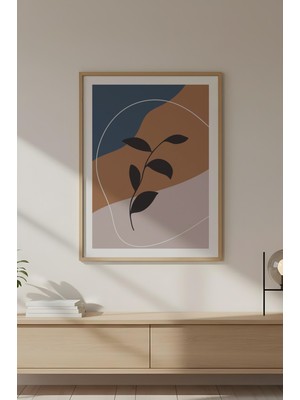 Huhuli Ahşap Çerçeveli Soyut Çiçek Desenli Tablo HUHU652