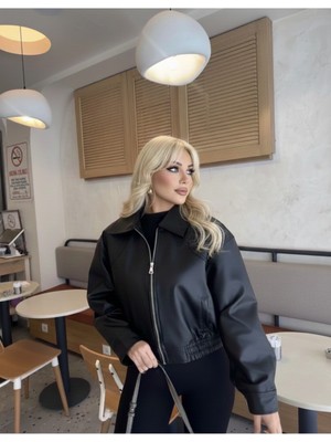 Orions Collection Deri Bomber Deri Ceket Siyah