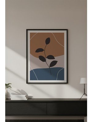 Huhuli Ahşap Siyah Çerçeveli Soyut Çiçek Desenli Tablo HUHU650