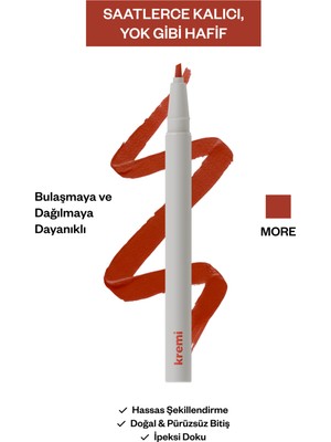 Kremi Kalıcı Dudak Kalemi | Uzun Süre Dayanıklı | Transfer Yapmaz | Doğal ve Hafif | Kolay Keskin Uygulama