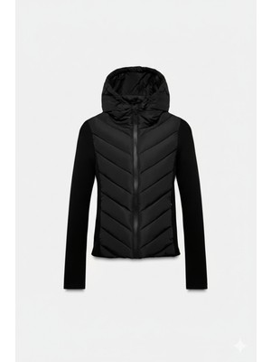 Orions Collection Zra Model Range Rover Mom Kontrast Şişme Mont Ceket Kadın Astarlı