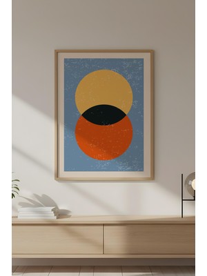 Huhuli Ahşap Çerçeveli Soyut Geometrik Desenli Tablo HUHU603