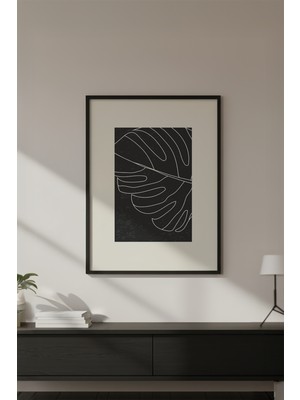 Huhuli Ahşap Siyah Çerçeveli Soyut Minimalist Tablo HUHU610