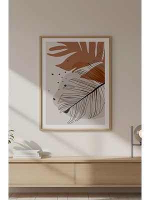 Huhuli Ahşap Çerçeveli Soyut Çiçek Desenli Tablo HUHU642