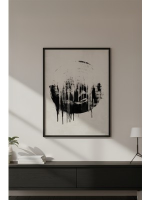 Huhuli Ahşap Siyah Çerçeveli Wabi Sabi Koleksiyon Tablo HUHU735
