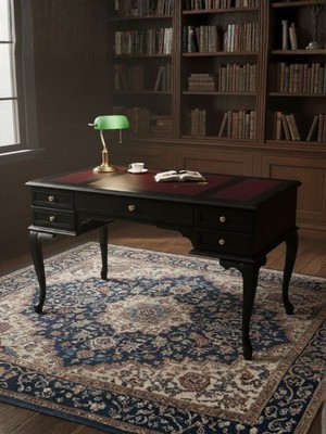 Gazzini Furniture Realm Fransız Retro Deri Ahşap Çalışma Masası 75X160