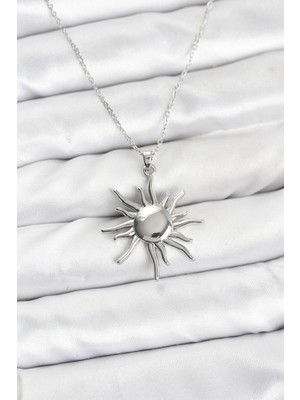 Mercansa 316L Çelik Zincir Gümüş Renk Güneş Model Kadın Kolye