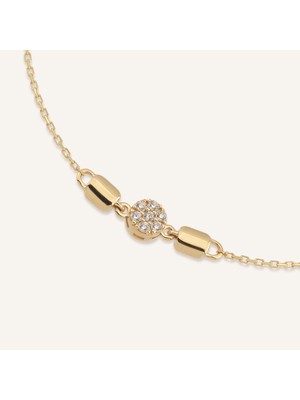 Aja Ardine Çiçek Motifli Çok Taşlı Altın Kolye