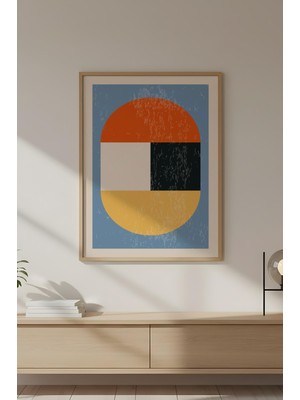 Huhuli Ahşap Çerçeveli Soyut Geometrik Desenli Tablo HUHU600