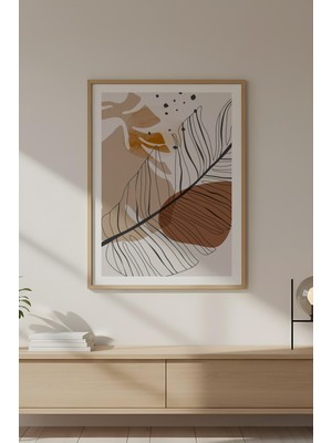 Huhuli Ahşap Çerçeveli Soyut Çiçek Desenli Tablo HUHU641