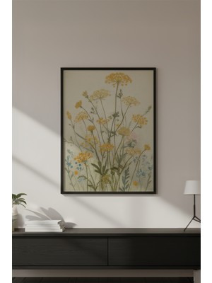 Huhuli Ahşap Siyah Çerçeveli Wabi Sabi Koleksiyon Tablo HUHU753