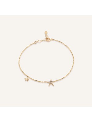 Aja Corina Yıldız Figürlü Çok Taşlı Altın Bileklik