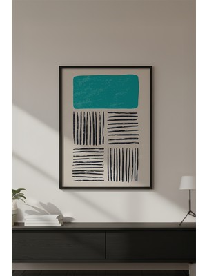 Huhuli Ahşap Siyah Çerçeveli Soyut Desenli Renkli Tablo HUHU648