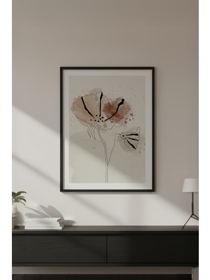 Huhuli Ahşap Siyah Çerçeveli Soyut Minimalist Tablo HUHU614