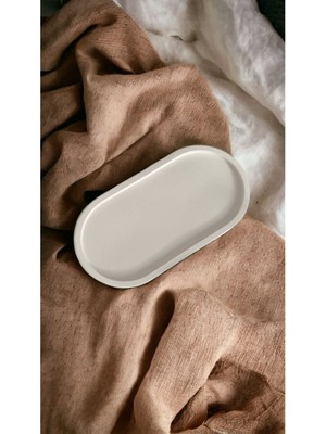 PremiumPort Oval Beyaz Dekoratif Tabak, Takı, Mum ve Organizer Düğün Hediyesi