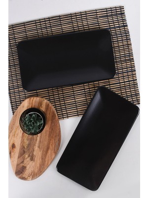 PremiumPort Siyah Siera Kayık Tabak 33 Cm, 2'li Set, Şık ve Kullanışlı Tasarım