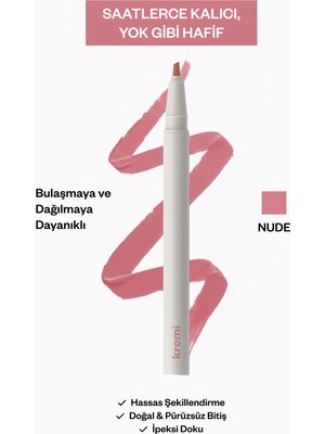 Kremi Kalıcı Dudak Kalemi | Uzun Süre Dayanıklı | Transfer Yapmaz | Doğal ve Hafif | Kolay Keskin Uygulama