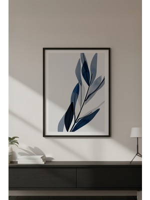 Huhuli Ahşap Siyah Çerçeveli Soyut Çiçek Desenli Tablo HUHU620