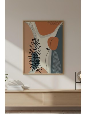 Huhuli Ahşap Çerçeveli Soyut Desenli Modern Tablo HUHU639