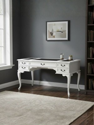 Gazzini Furniture Realm Fransız Retro Deri Ahşap Çalışma Masası 75X160