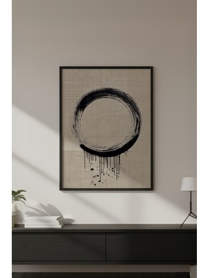 Huhuli Ahşap Siyah Çerçeveli Wabi Sabi Koleksiyon Tablo HUHU729