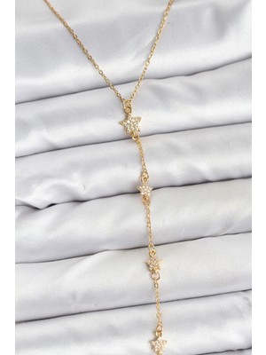 Moresun Buğz 316L Çelik Zincir Gold Renkli Yıldız Model Kadın Y Kolye