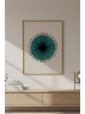 Huhuli Ahşap Çerçeveli Geometrik Desenli Tablo HUHU631