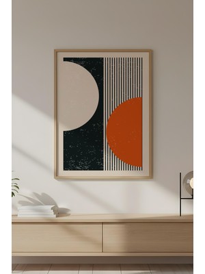 Huhuli Ahşap Çerçeveli Soyut Geometrik Desenli Tablo HUHU606