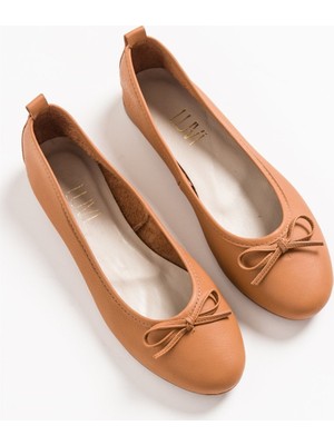 Luvi Taba Deri Kadın Babet – Rahat Tabanlı, Günlük ve Şık Tasarım, Konforlu Ayakkabı Modeli