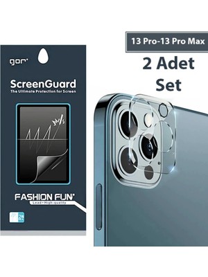 BM Makina Gor Iphone 13 Pro 13 Pro Max 3D Tempered Cam Kamera Koruyucu 2ADET SET-(5775)