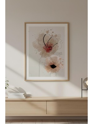 Huhuli Ahşap Çerçeveli Soyut Minimalist Tablo HUHU613