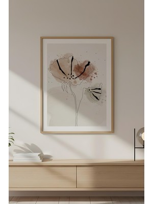 Huhuli Ahşap Çerçeveli Soyut Minimalist Tablo HUHU614