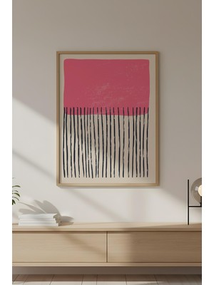 Huhuli Ahşap Çerçeveli Soyut Desenli Renkli Tablo HUHU647