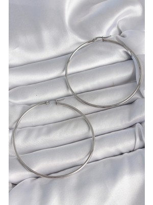 Alvo Store Buğz 316 Çelik Gümüş Renk 63 mm Halka Model Kadın Küpe