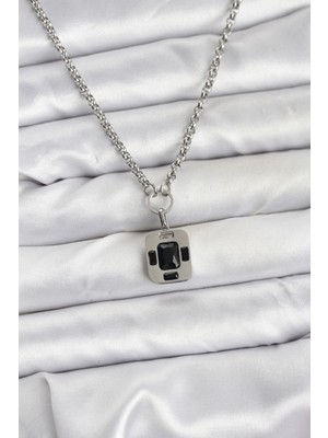 Alvo Store Buğz 316L Çelik Zincir Gümüş Renk Vintage Model Kadın Kolye