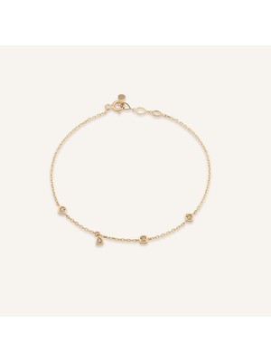 Aja Elarine Geometrik Motifli Çok Taşlı Zincir Altın Bileklik