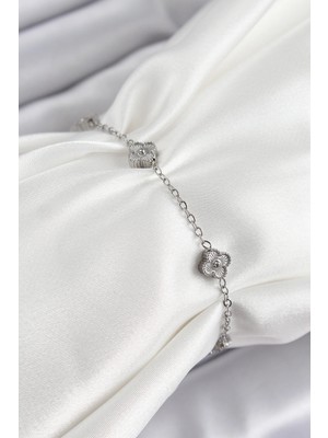 Alvo Store Buğz 316L Çelik Yonca Model Gümüş Renk Kadın Bileklik