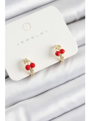 Alvo Store Buğz Pirinç Kiraz Model Gold Renk Çocuk Küpe