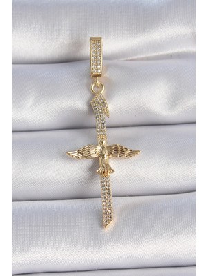 Alvo Store Buğz Pirinç Gold Renk Zirkon Taş Detaylı Elif Model Anka Kuşu Figür Ajda Charm