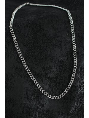 Alvo Store Buğz 316L Çelik Klasik Oval Zincir Model Gümüş Renk Erkek Kolye