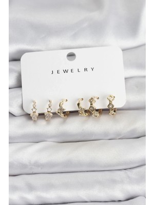 Alvo Store Buğz Gold Renk Pirinç Yıldız Modelli Kadın Küpe Seti