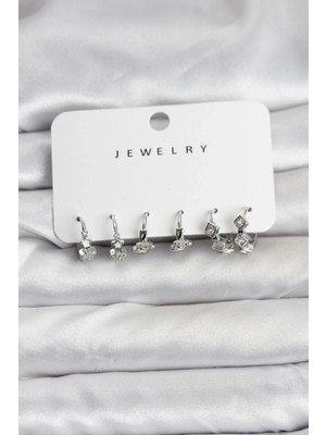 Alvo Store Buğz Gümüş Renk Pirinç Yıldız Modelli Kadın Küpe Seti