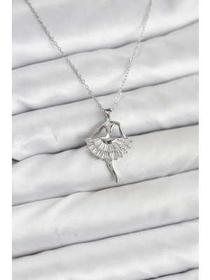 Alvo Store Buğz 316L Çelik Gümüş Renk Balerin Model Kadın Kolye