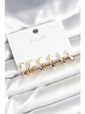 Alvo Store Buğz Gold Renk Pirinç Kare Halka Model 925 Ayar Gümüş Çivili Kadın Küpe Seti
