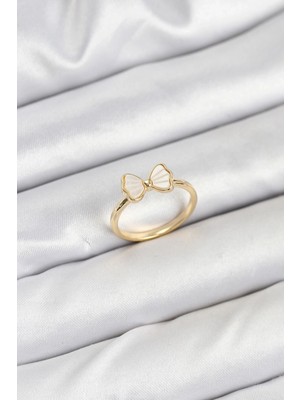 Moresun Buğz Pirinç Gold Renk Fiyonk Model Kadın Yüzük