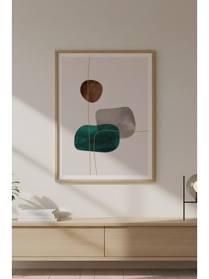 Huhuli Ahşap Çerçeveli Geometrik Desenli Minimalist Tablo HUHU627